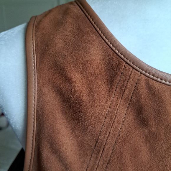 WHBM genuine suede sleeveless bodice top rich Cognac Rust Size 16 - Picture 3 of 8